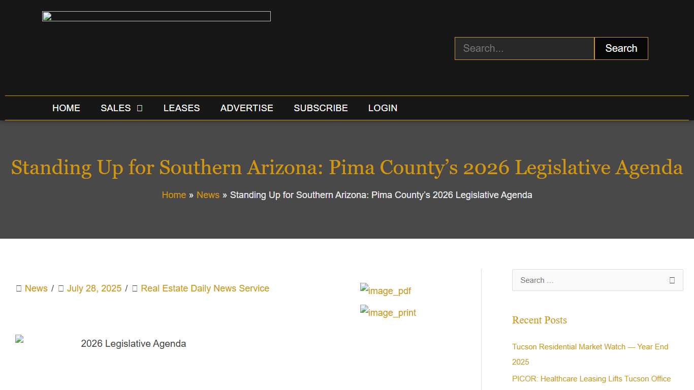 Standing Up for Southern Arizona: Pima County’s 2026 Legislative Agenda - Real Estate Daily News